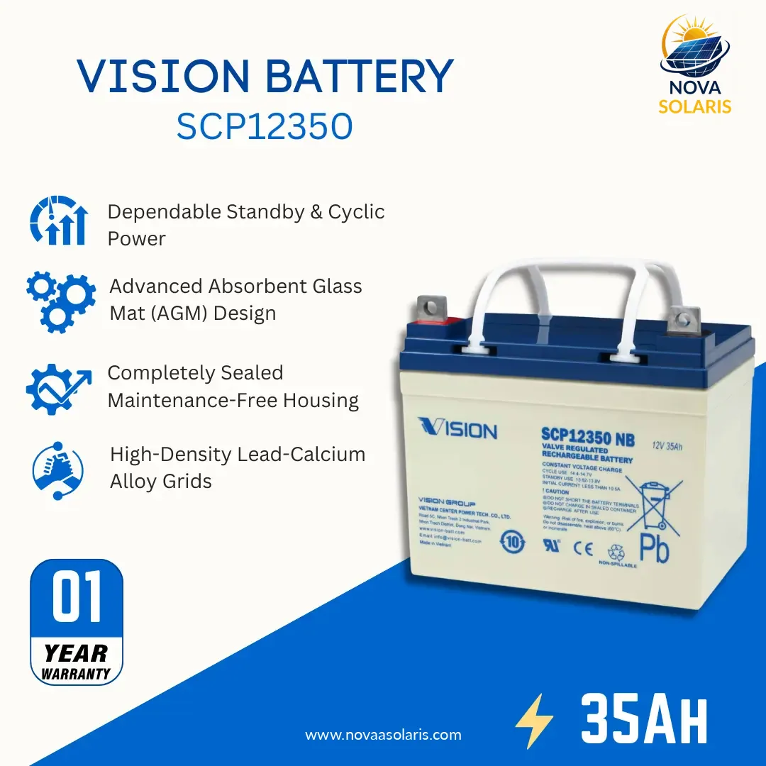 Vision SCP12350 35Ah 12VDC Sealed Lead-Acid AGM Battery