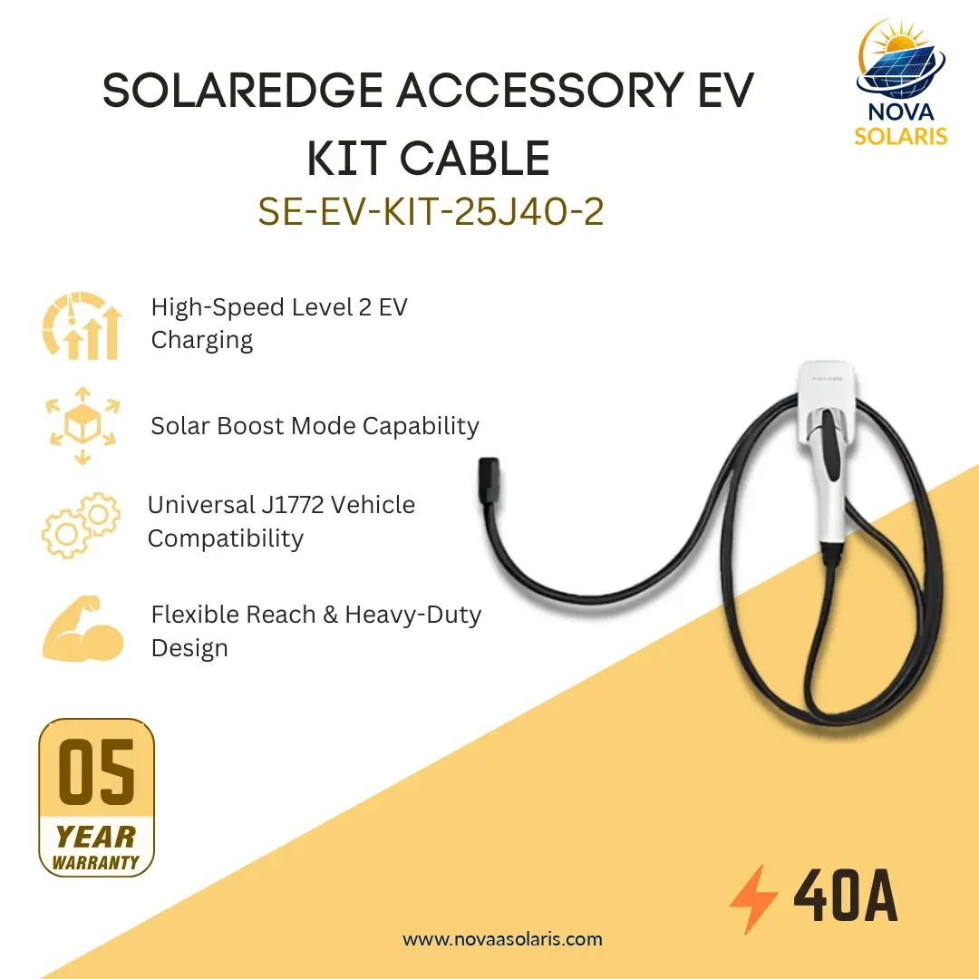 Solaredge SE-EV-KIT-25J40-2 Accessory Ev Kit Cable 25' J1772 40A Holder V2