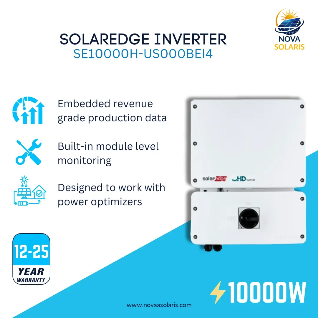 SolarEdge SE10000H-US000BEI4 10kW HD Wave Technology with SetApp, RGM/ Consumption Meter