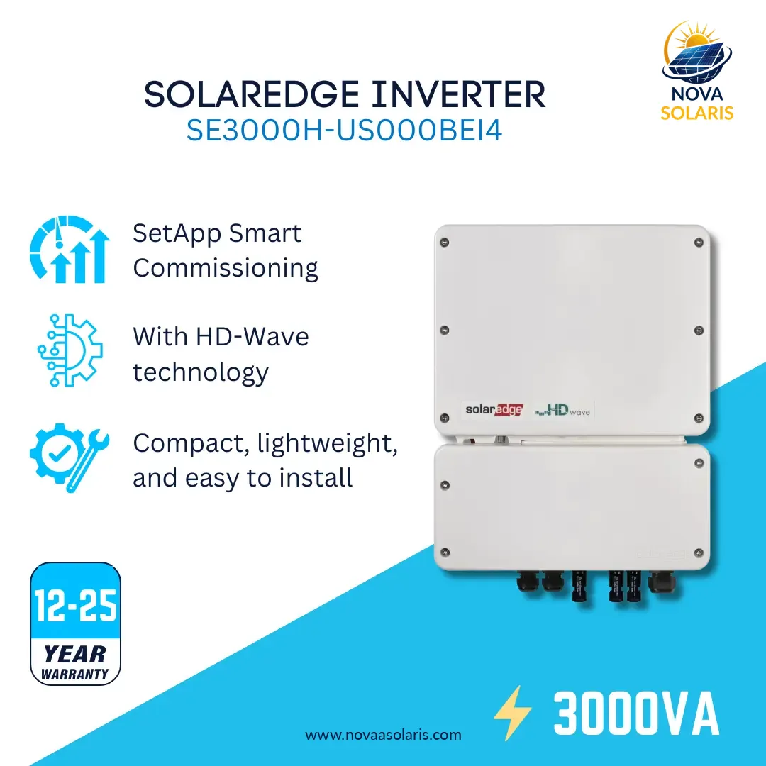 SolarEdge 3000W Single Phase Inverter with HD-Wave Technology, SetApp Configuration, and Revenue Grade Metering