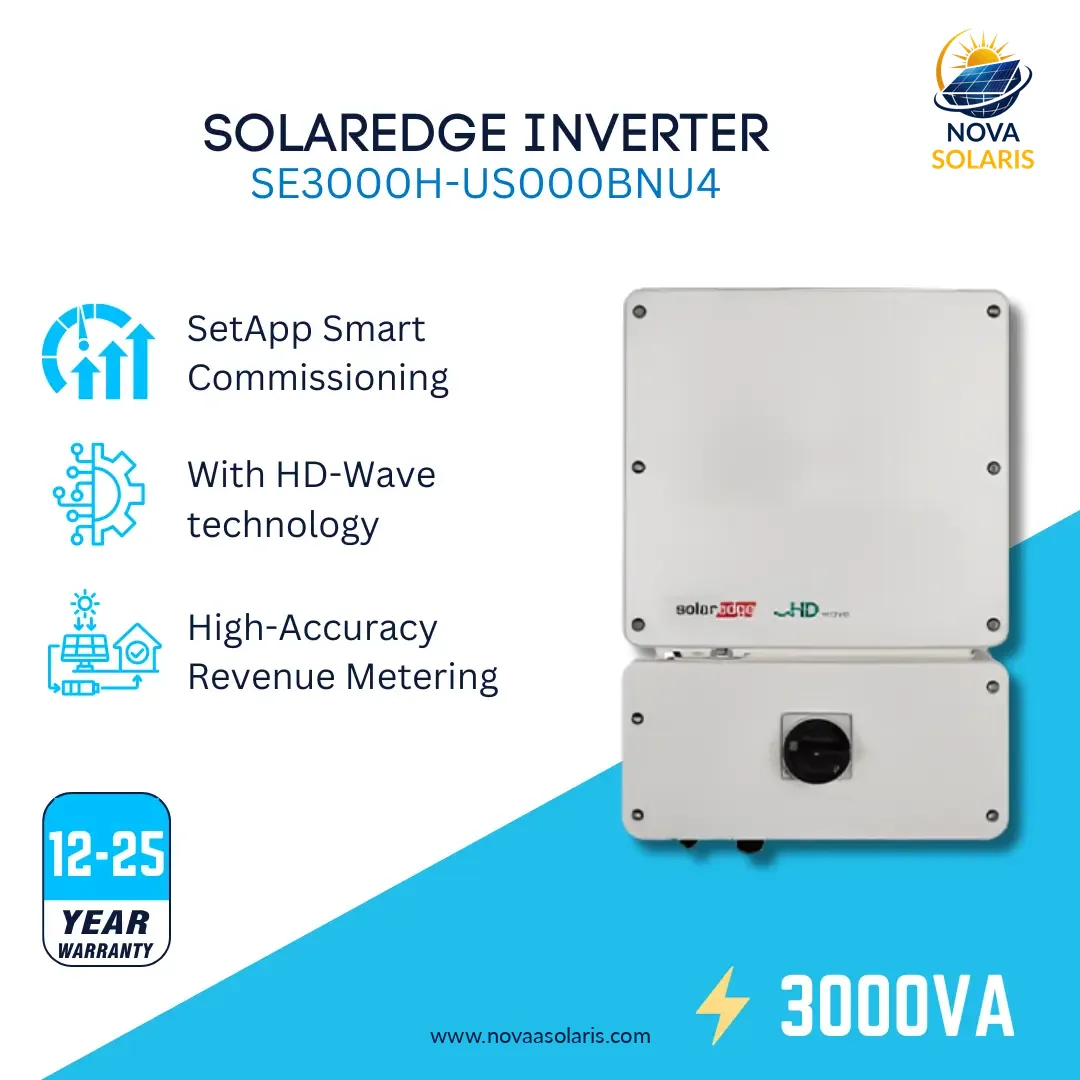 SolarEdge Single Phase Inverter with HD-Wave Technology, 3.0kW, Inverter with SetApp configuration