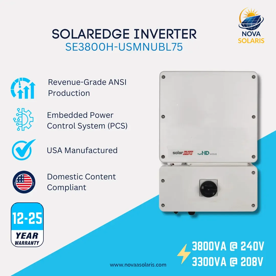 SolarEdge Energy Hub Inverter with Prism Technology SE3800H-USMNUBL75