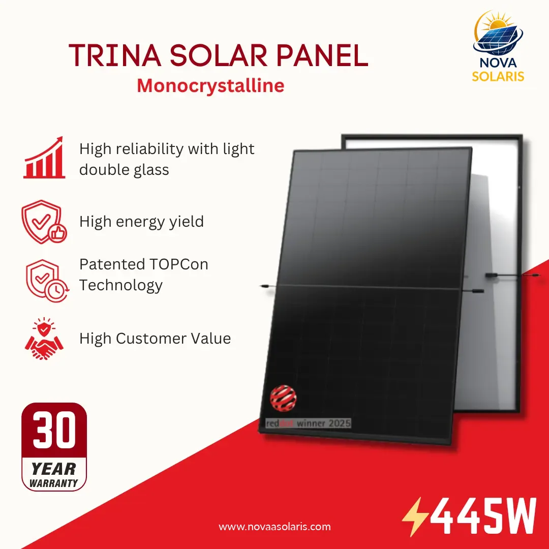 Trina Solar TSM-445NEG9RH.25 445Watt 96 Third-Cut Cell All Black Monocrystalline Solar Panel
