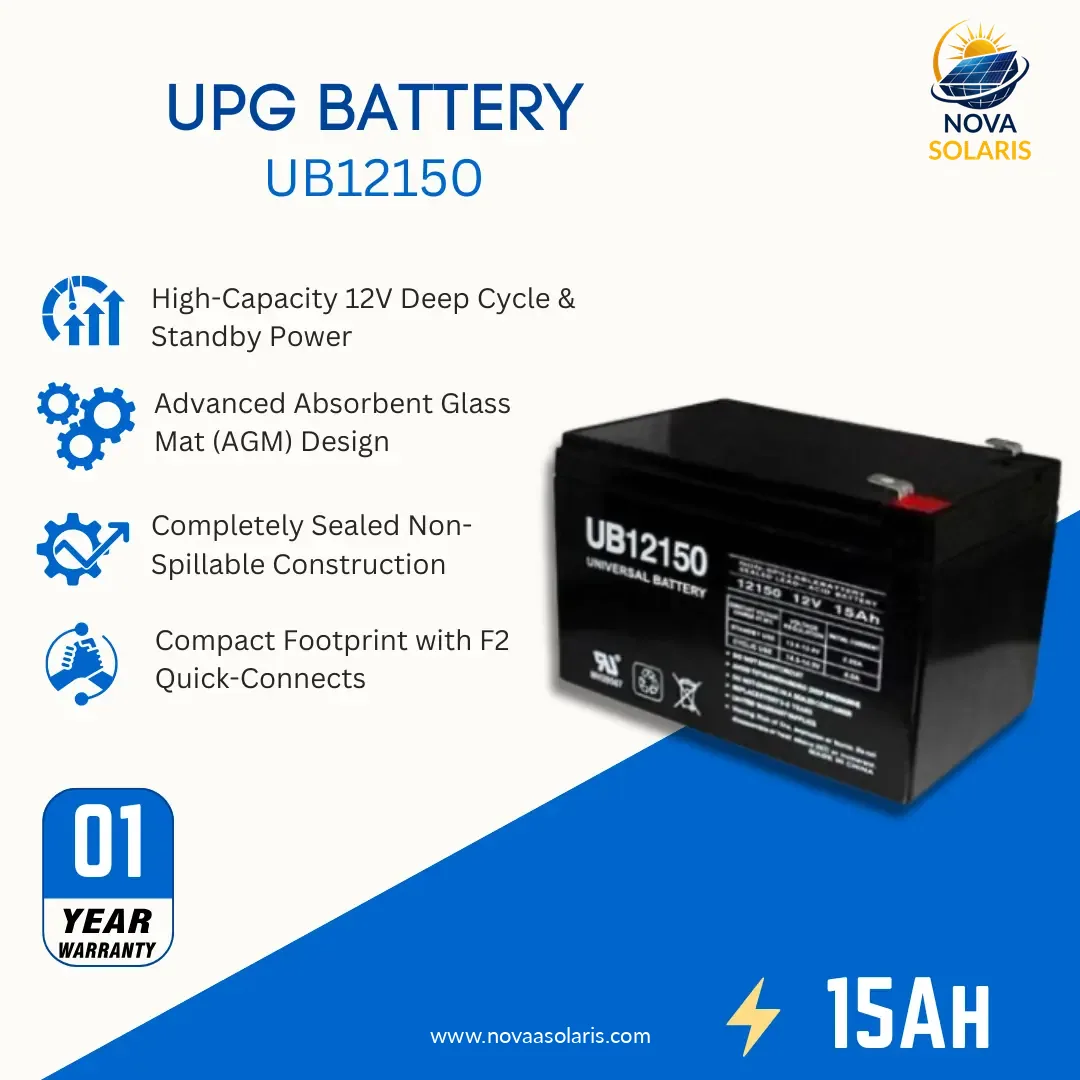 UPG UB12150 15Ah 12VDC Sealed Lead-Acid AGM Battery