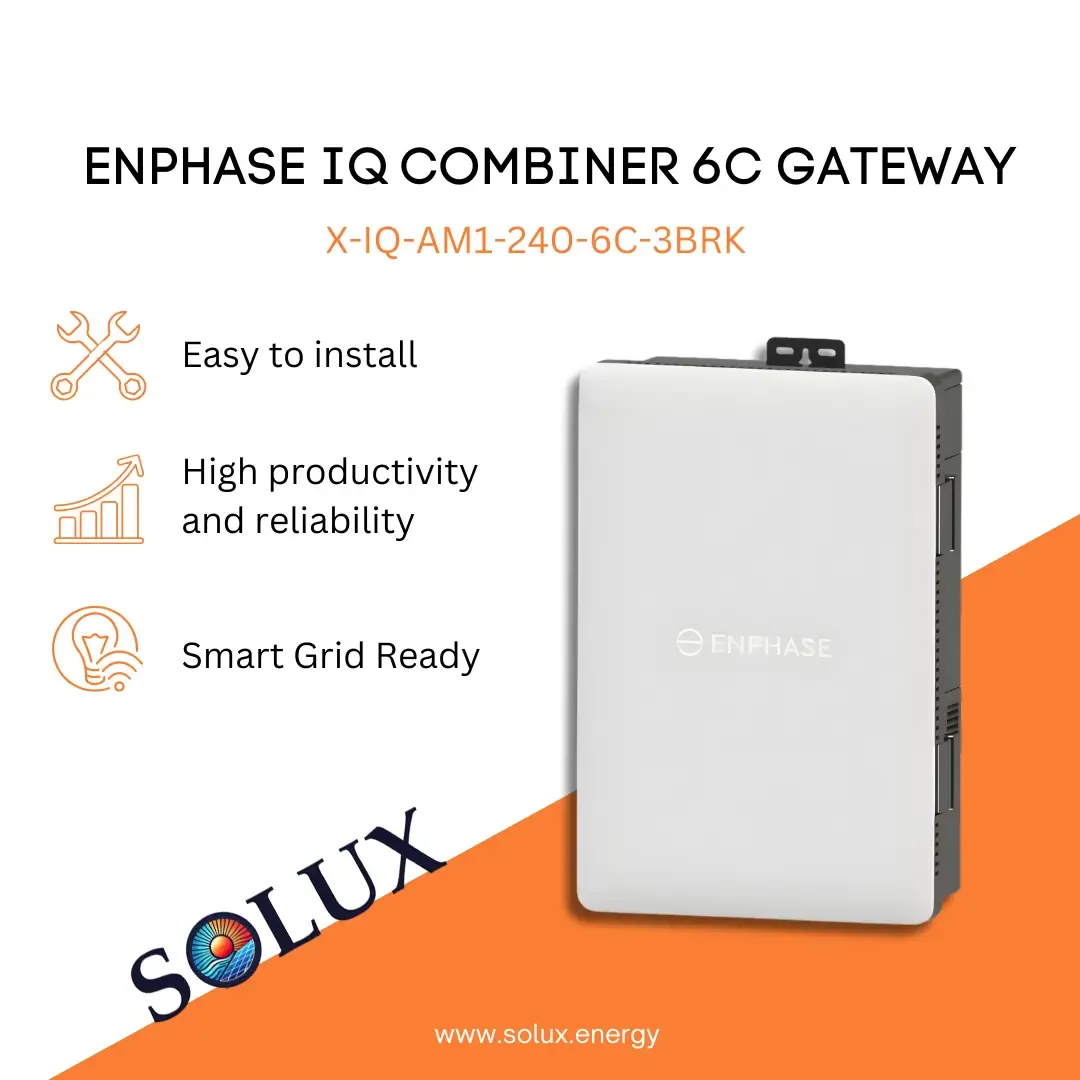Enphase X-IQ-AM1-240-6C-3BRK IQ Combiner 6C Gateway, Pre-Wired with 3 Circuit Breakers (two 20A PV breakers and one 40A battery breaker)